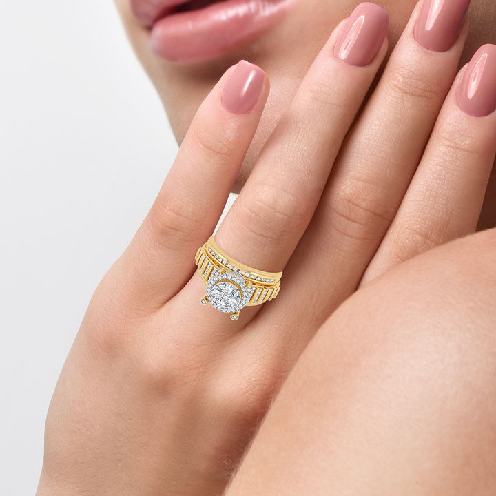 Luminous 14K Yellow Gold Lab Diamond Womens Fashion Ring