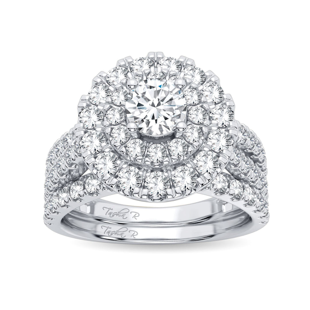 Brilliant 14k White Gold 2CT Lab Diamond Bridal Ring
