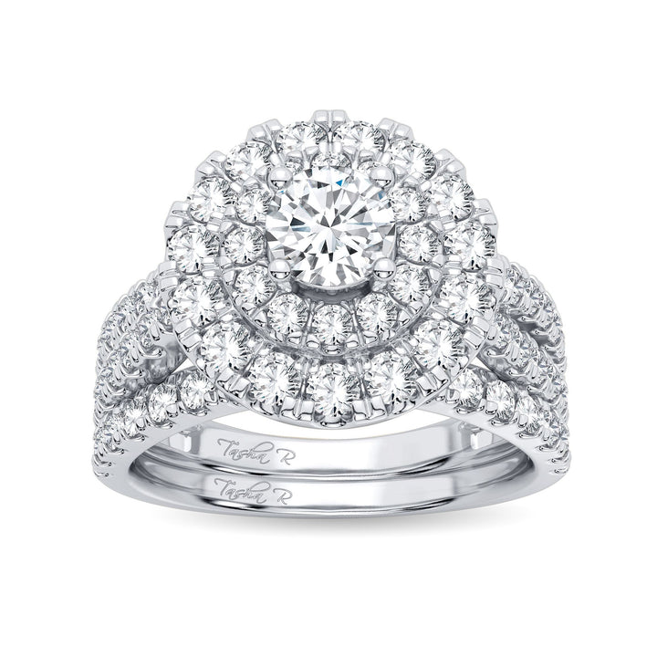 Brilliant 14k White Gold 2CT Lab Diamond Bridal Ring