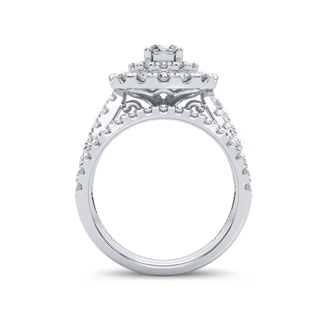 Brilliant 14k White Gold 2CT Lab Diamond Bridal Ring