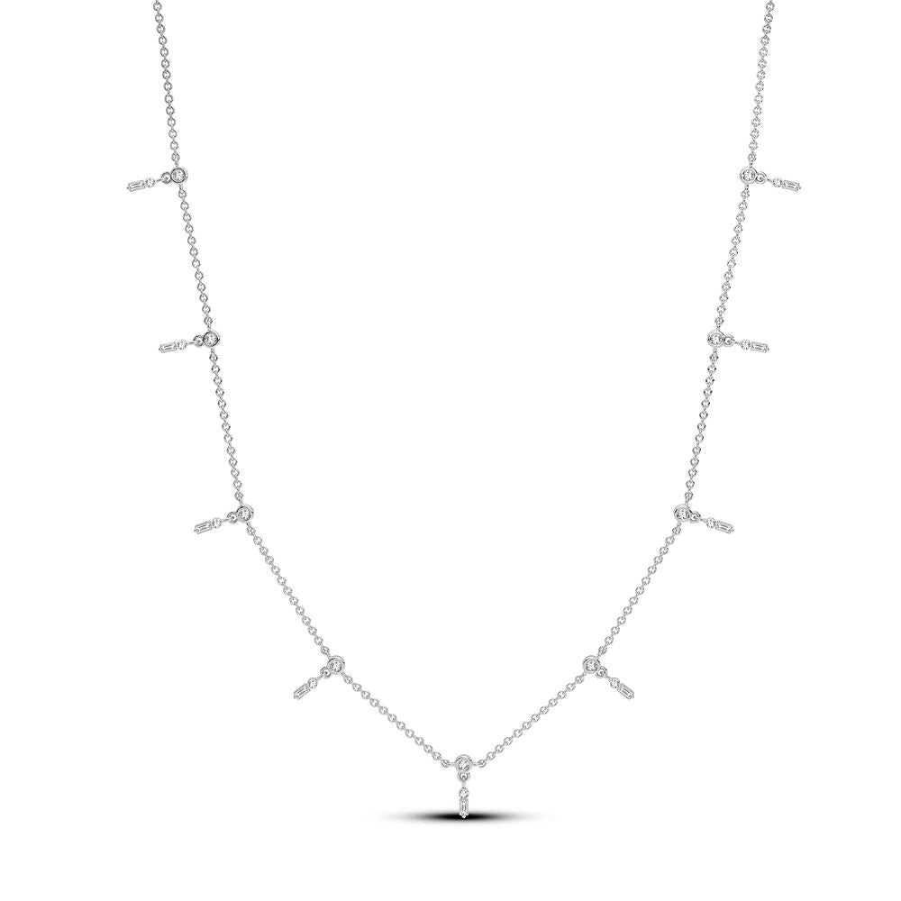 14K White Gold Lab Diamond Pendant Necklace for Women