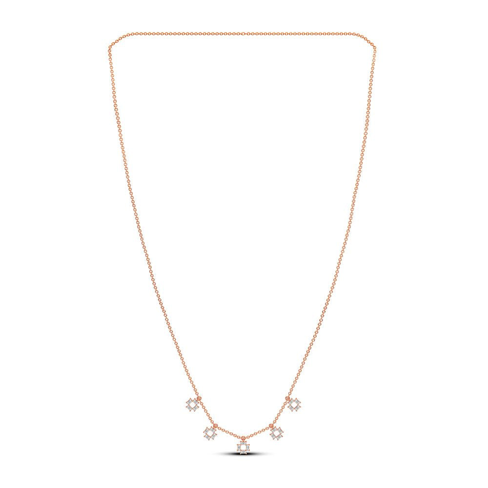 Romantic Rose Gold Lab Diamond Pendant Necklace for Her