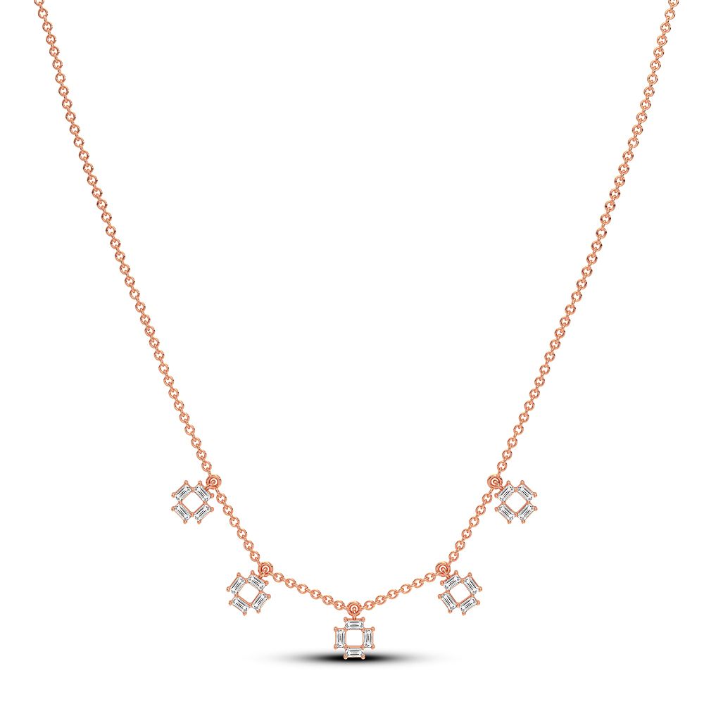 Romantic Rose Gold Lab Diamond Pendant Necklace for Her