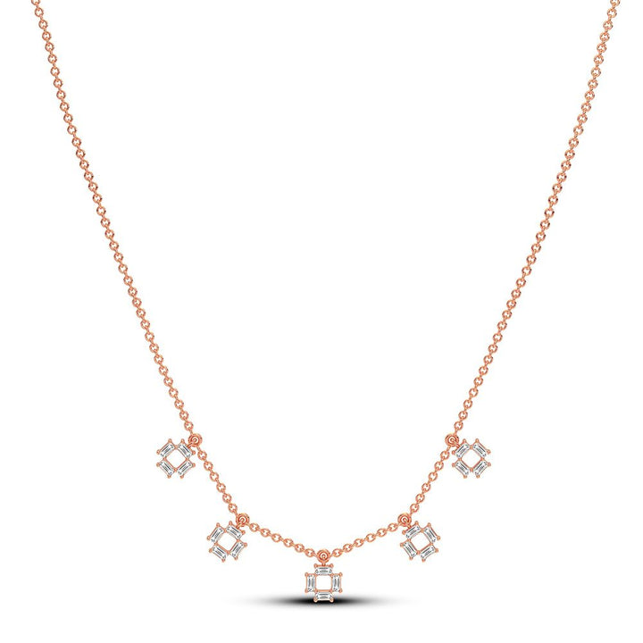 Romantic Rose Gold Lab Diamond Pendant Necklace for Her