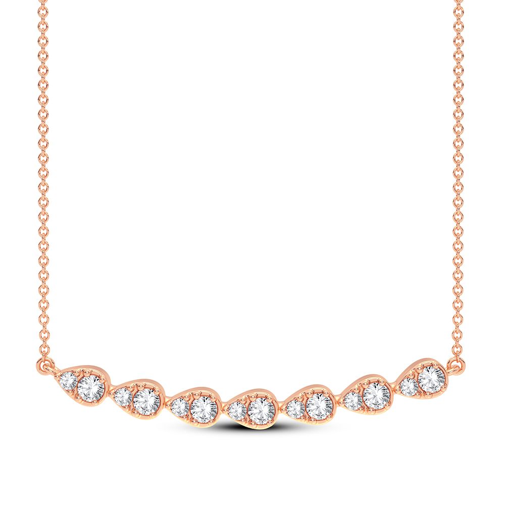 Romantic 14k Rose Gold 0.33CT Lab Diamond Pendant Necklace