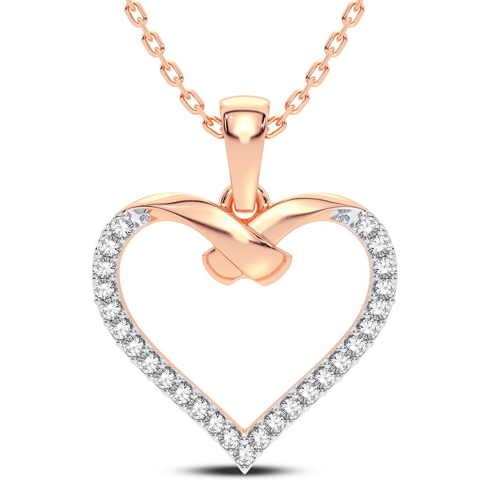 Delicate 14k Rose Gold Lab Diamond Womens Pendant