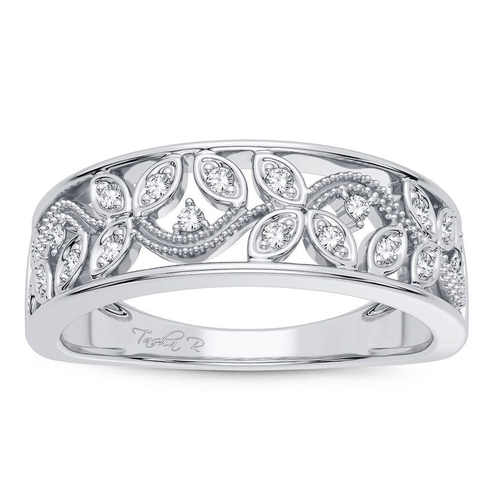 Chic 14k White Gold Lab Diamond Womens Fashion Band