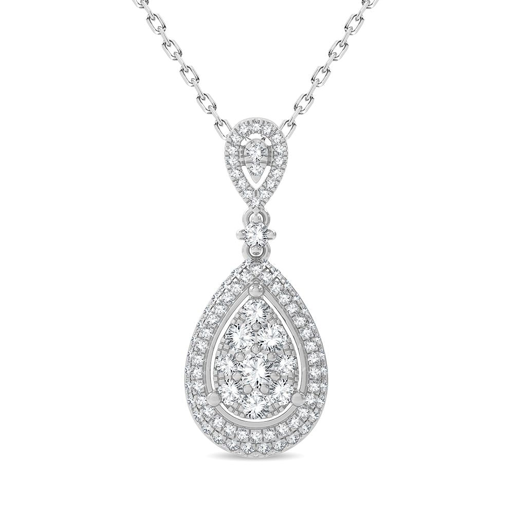 Elegant 14K White Gold 1.13CT Lab Diamond Pendant
