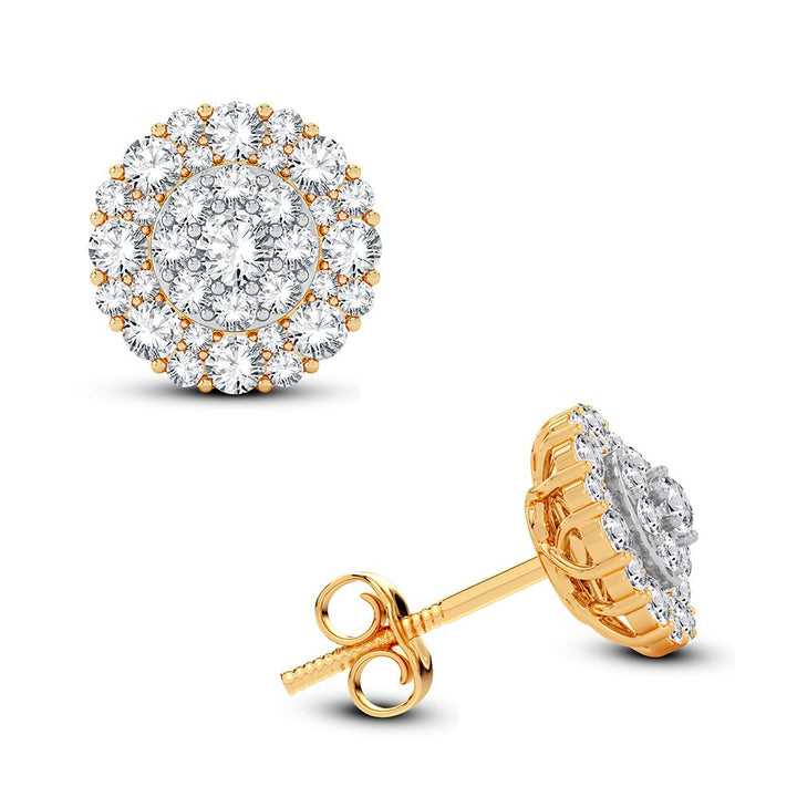 14K Yellow Gold Lab Diamond Stud Earrings - Chic Sparkle