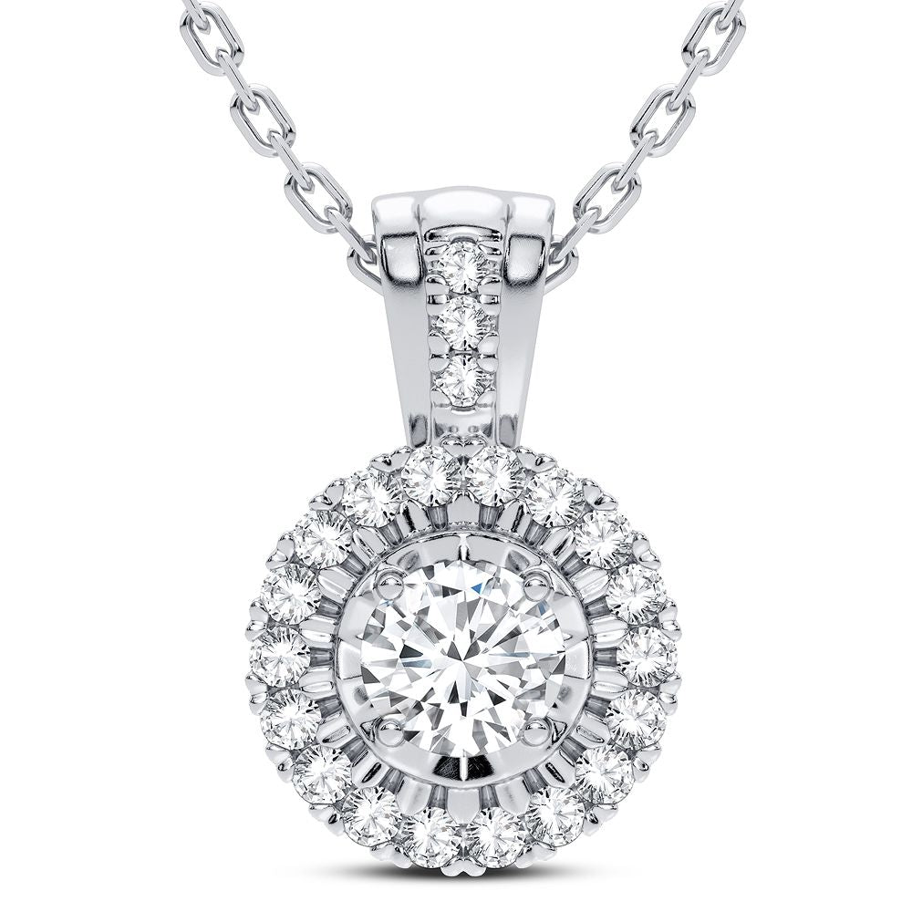 Chic 14k White Gold 0.18CT Lab Diamond Womens Pendant