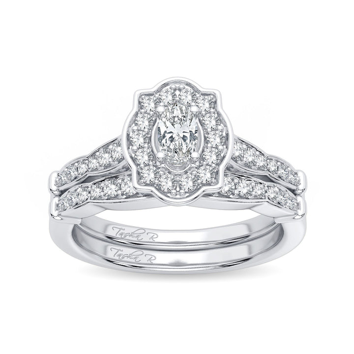 Elegant 14k White Gold 0.50ct Lab Diamond Bridal Ring