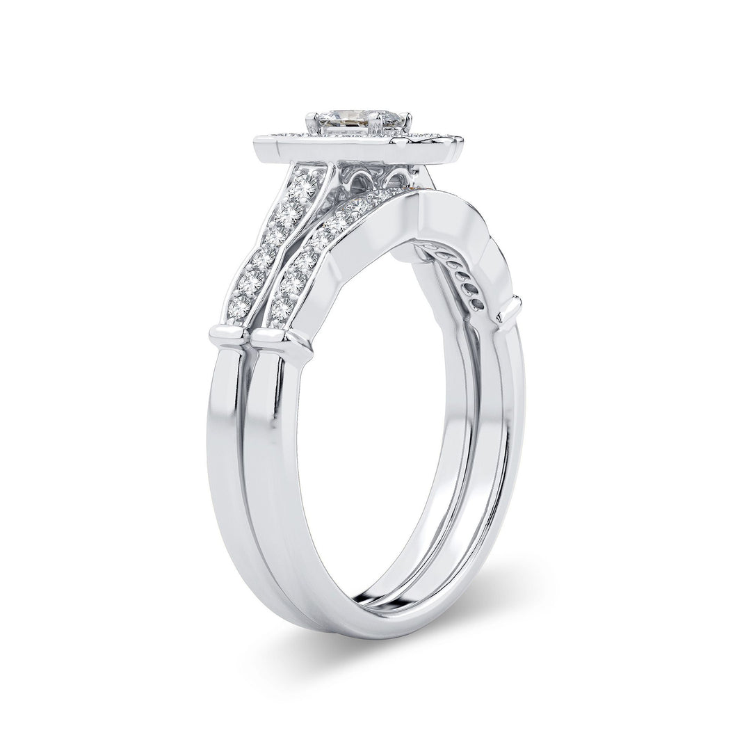 Elegant 14k White Gold 0.50ct Lab Diamond Bridal Ring