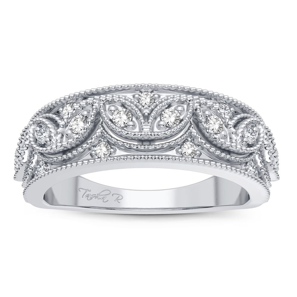 Chic 14K White Gold 0.20CT Lab Diamond Womens Fashion Band