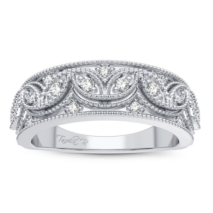Chic 14K White Gold 0.20CT Lab Diamond Womens Fashion Band