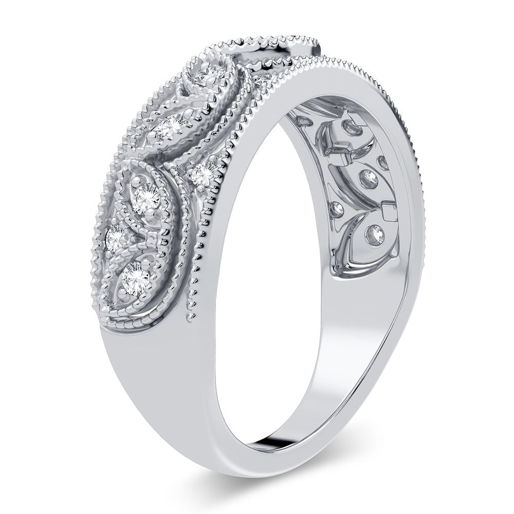 Chic 14K White Gold 0.20CT Lab Diamond Womens Fashion Band