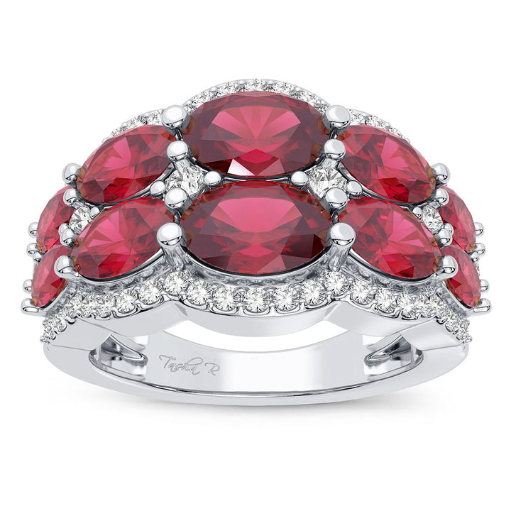 Luminous 14K White Gold Lab Diamond Womens Cocktail Ring