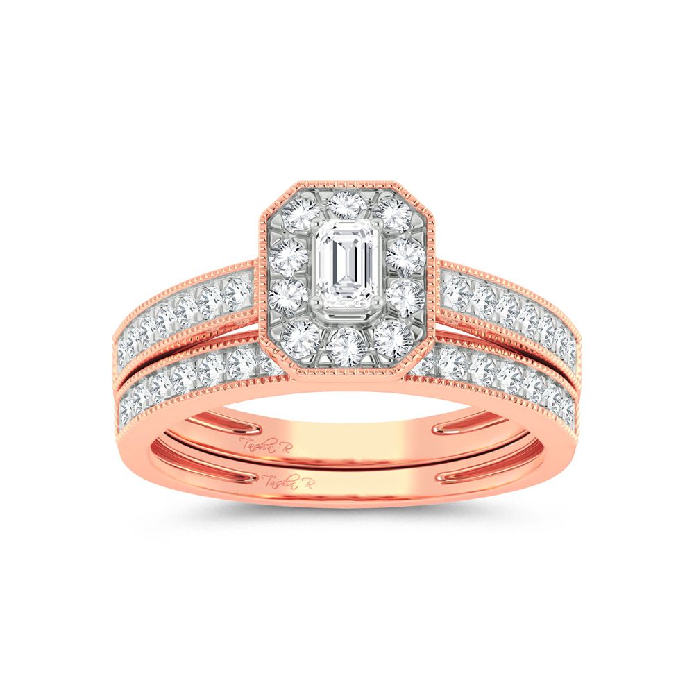 Romantic 14k Rose Gold Lab Diamond Bridal Ring