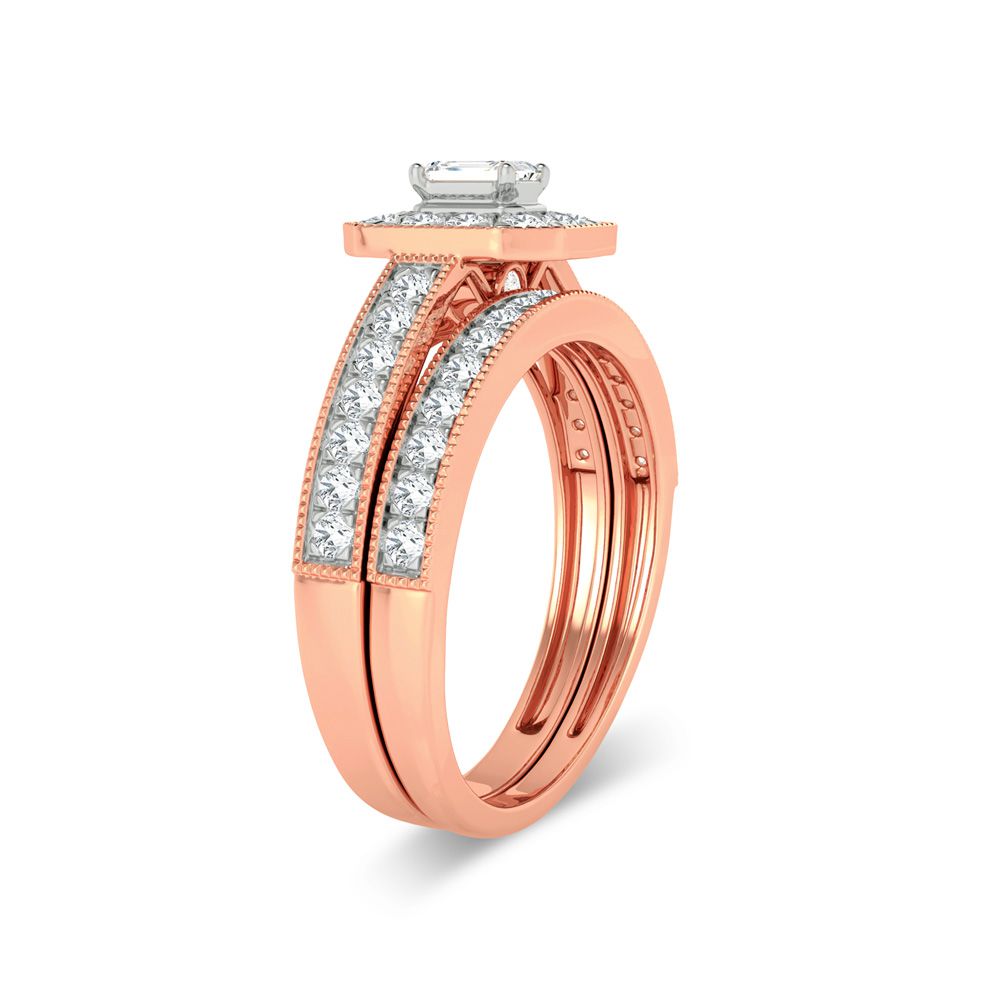 Romantic 14k Rose Gold Lab Diamond Bridal Ring