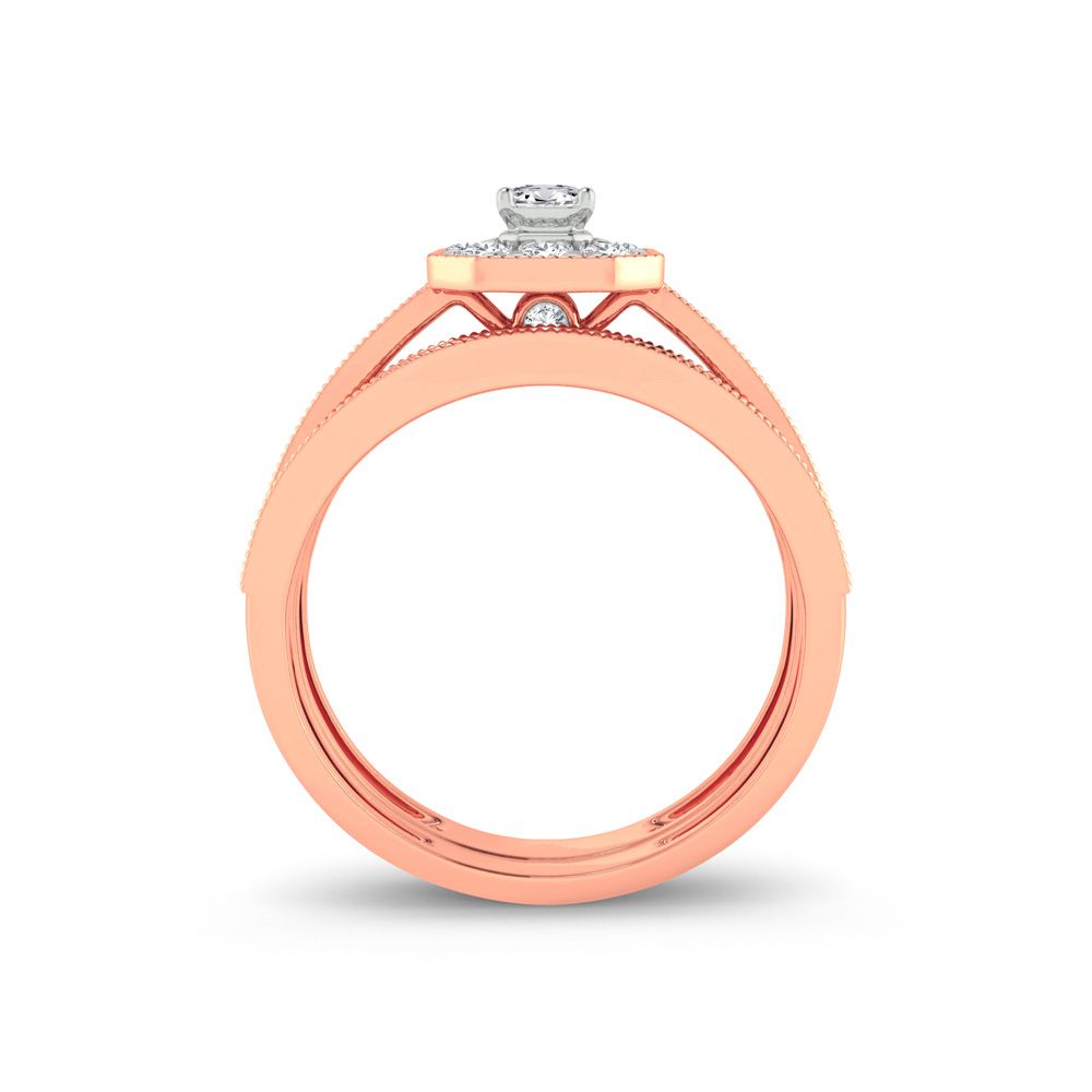 Romantic 14k Rose Gold Lab Diamond Bridal Ring