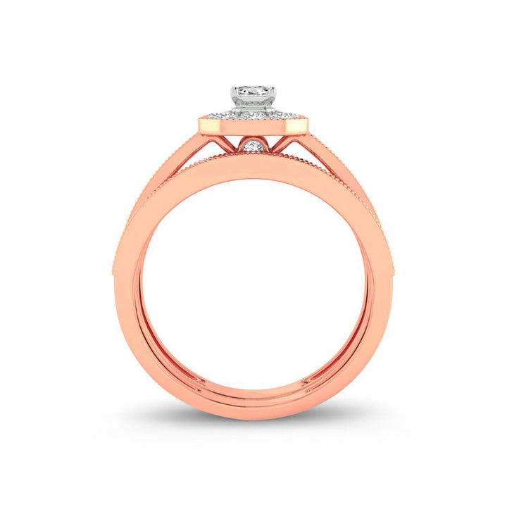 Romantic 14k Rose Gold Lab Diamond Bridal Ring