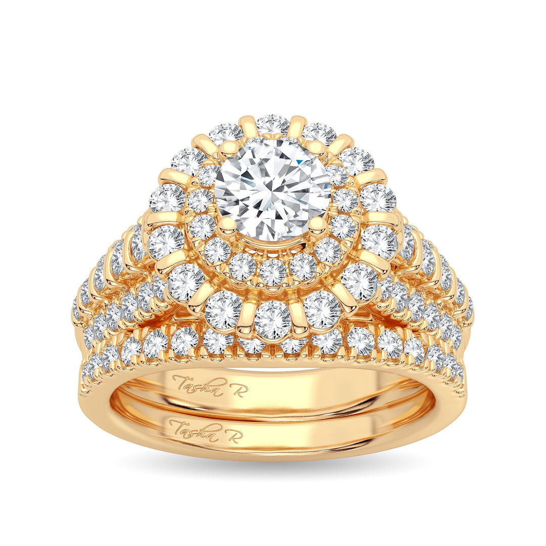 Sparkling 14K Yellow Gold 2CT Lab Diamond Engagement Ring