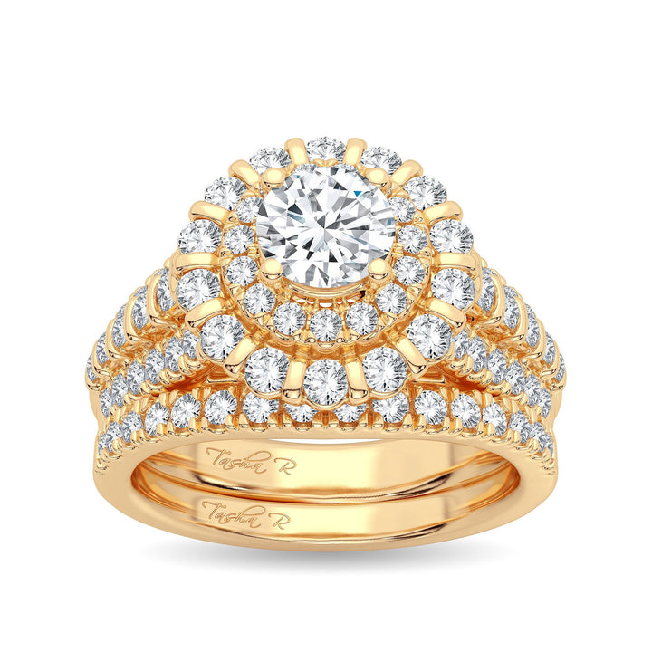 Sparkling 14K Yellow Gold 2CT Lab Diamond Engagement Ring
