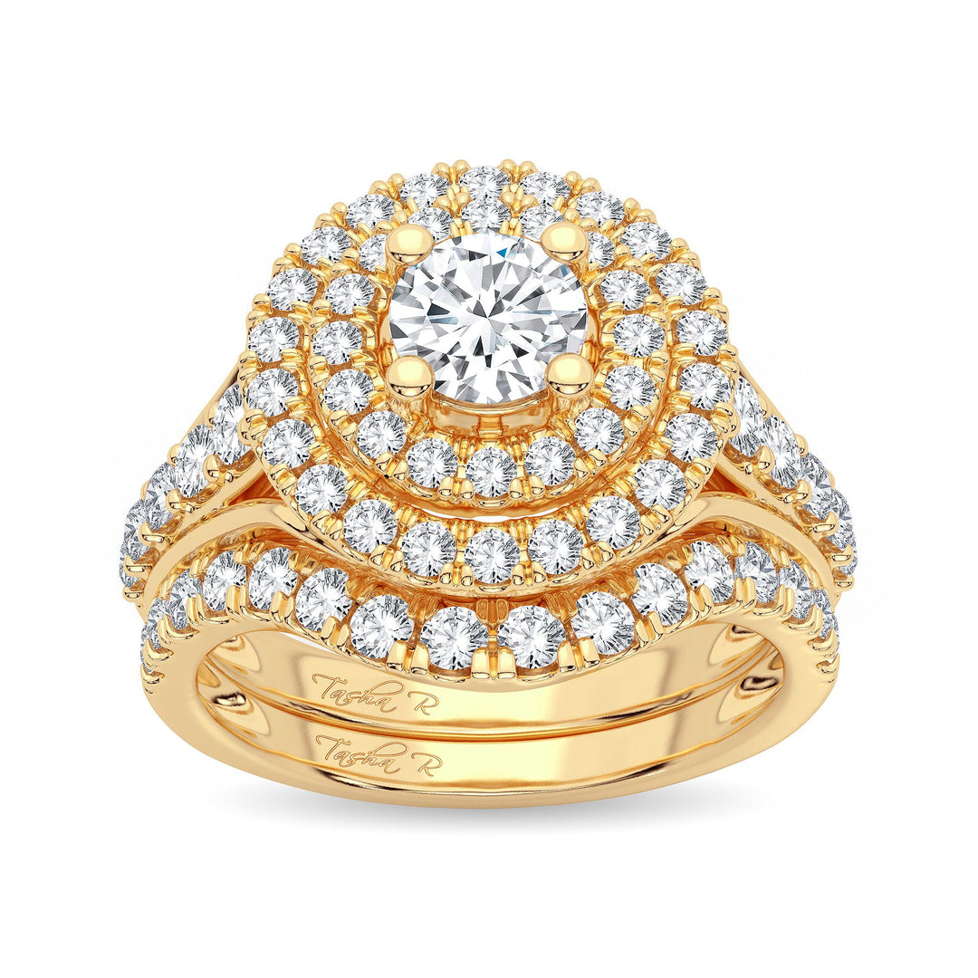 Brilliant 14K Yellow Gold 2ct Lab Diamond Bridal Ring