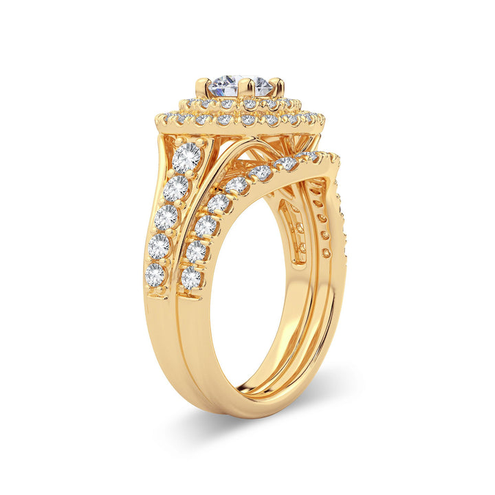 Brilliant 14K Yellow Gold 2ct Lab Diamond Bridal Ring