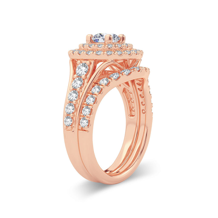Romantic 14k Rose Gold 2ct Lab Diamond Bridal Ring