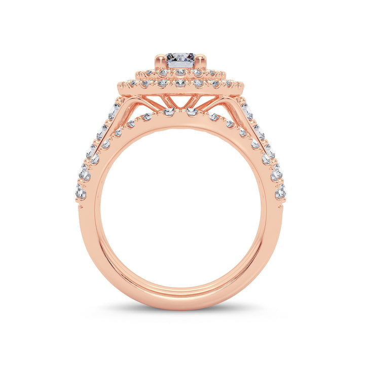 Romantic 14k Rose Gold 2ct Lab Diamond Bridal Ring