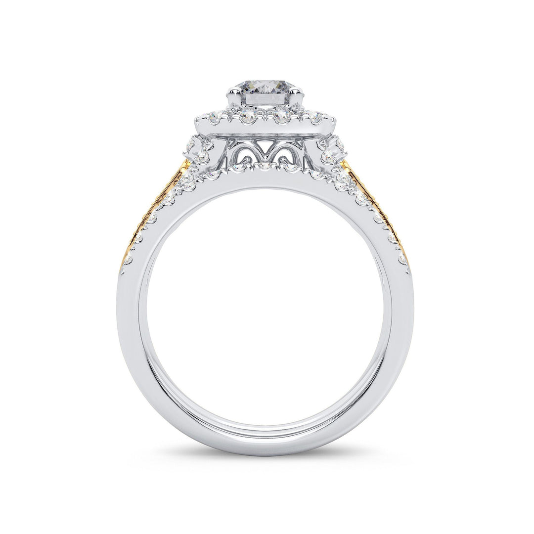 14K Yellow Gold 2ct Lab Diamond Bridal Engagement Ring