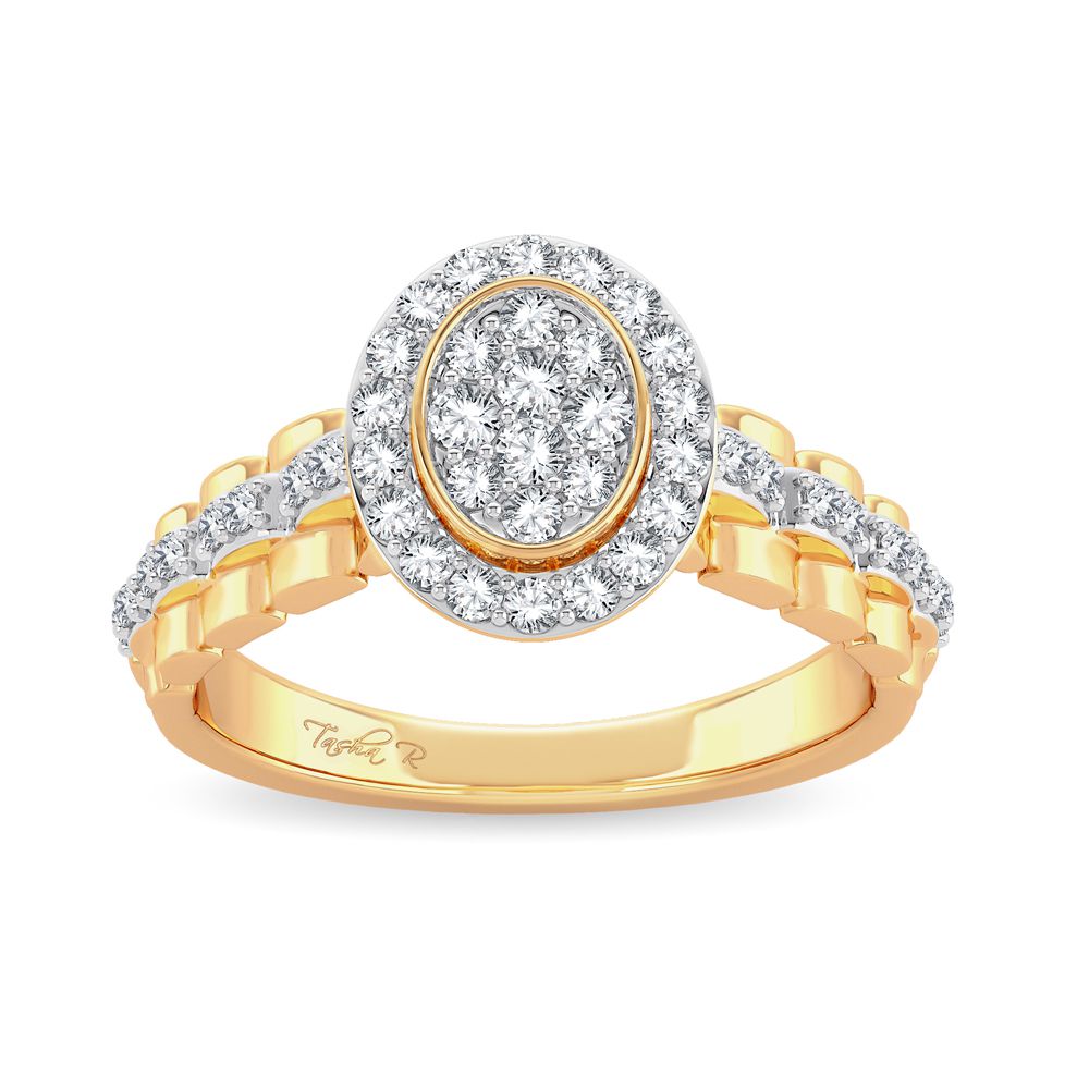 Chic 14K Yellow Gold 0.42ct Lab Diamond Womens Fashion Ring