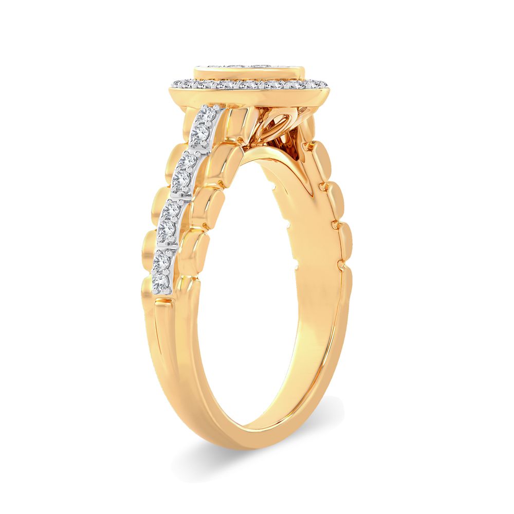 Chic 14K Yellow Gold 0.42ct Lab Diamond Womens Fashion Ring
