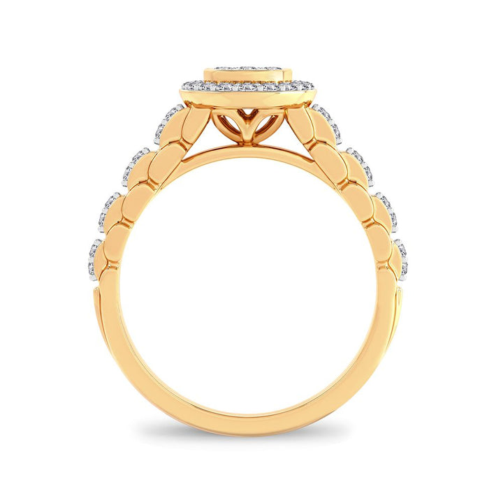 Chic 14K Yellow Gold 0.42ct Lab Diamond Womens Fashion Ring