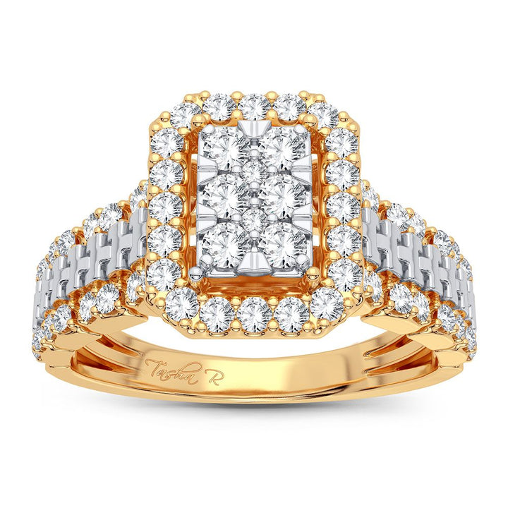 Chic 14K Yellow Gold Lab Diamond Womens Fashion Ring 0.50CT