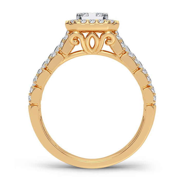 Chic 14K Yellow Gold Lab Diamond Womens Fashion Ring 0.50CT