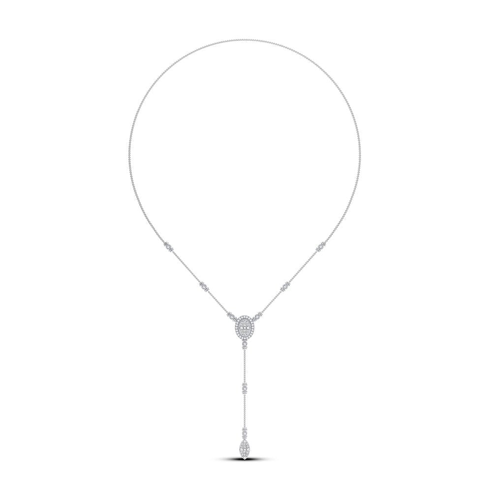 Chic 14K White Gold 0.50CT Lab Diamond Womens Pendant Necklace