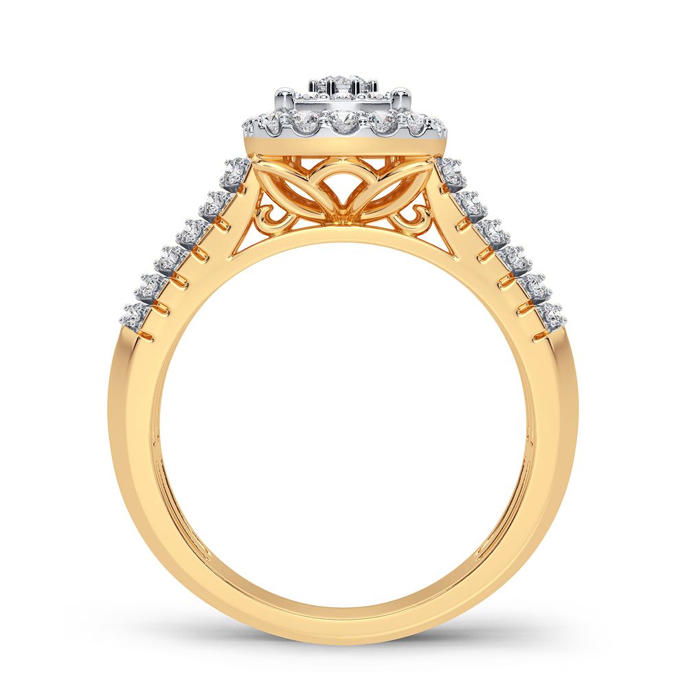 Chic 14K Yellow Gold Lab Diamond Womens Fashion Ring 0.50CT