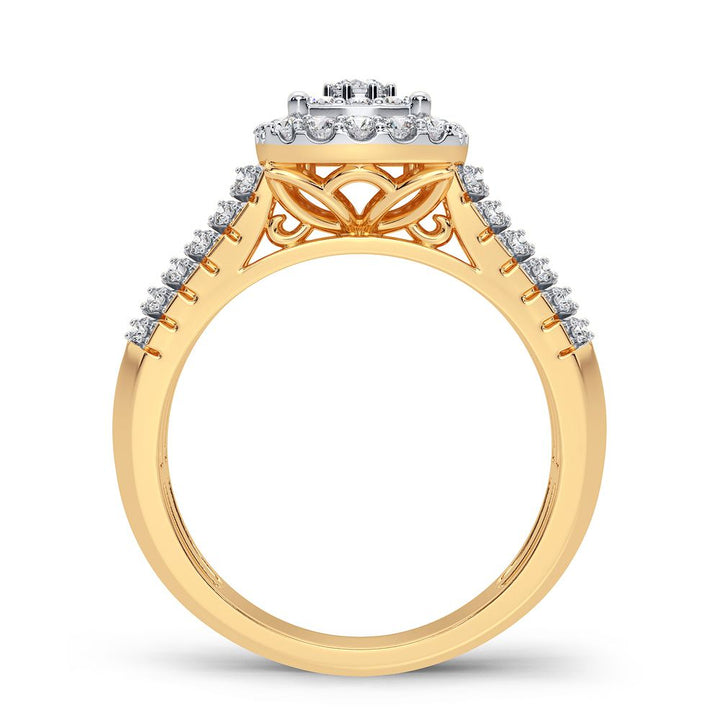 Chic 14K Yellow Gold Lab Diamond Womens Fashion Ring 0.50CT
