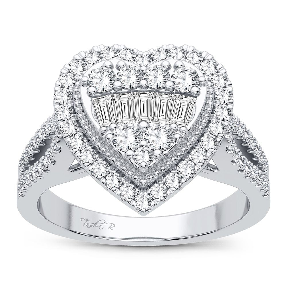 Chic 14K White Gold 0.63CT Lab Diamond Womens Ring