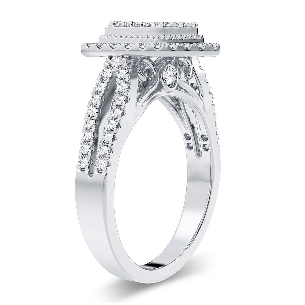 Chic 14K White Gold 0.63CT Lab Diamond Womens Ring