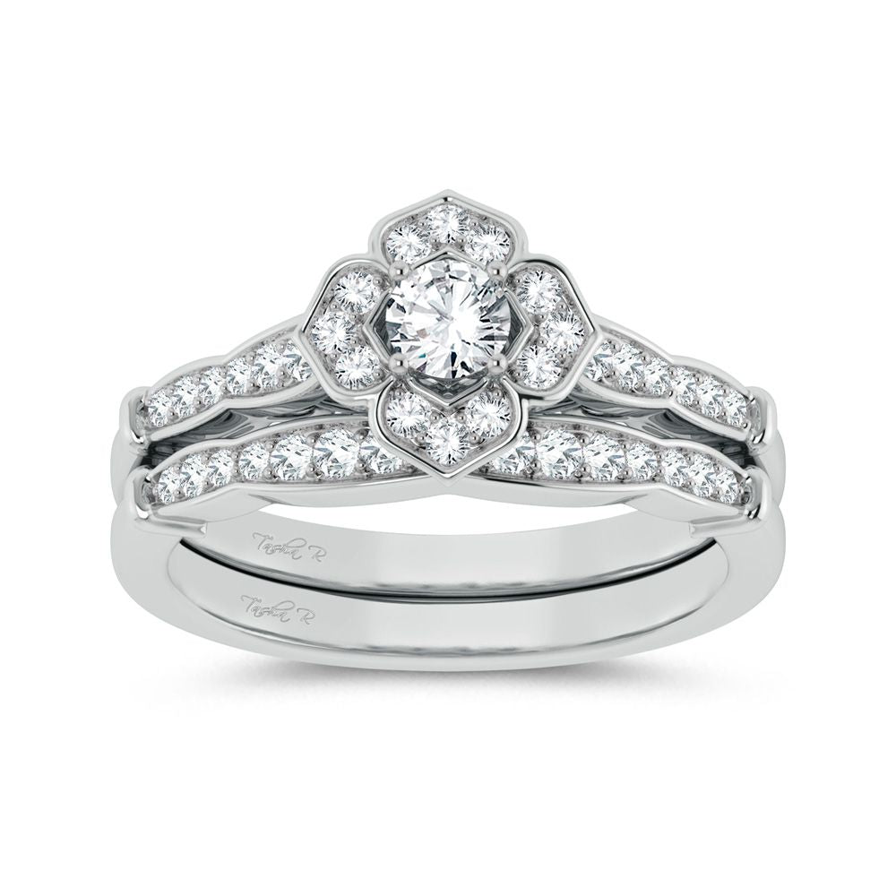 Sparkling 14k White Gold Lab Diamond Bridal Ring (0.50ct)