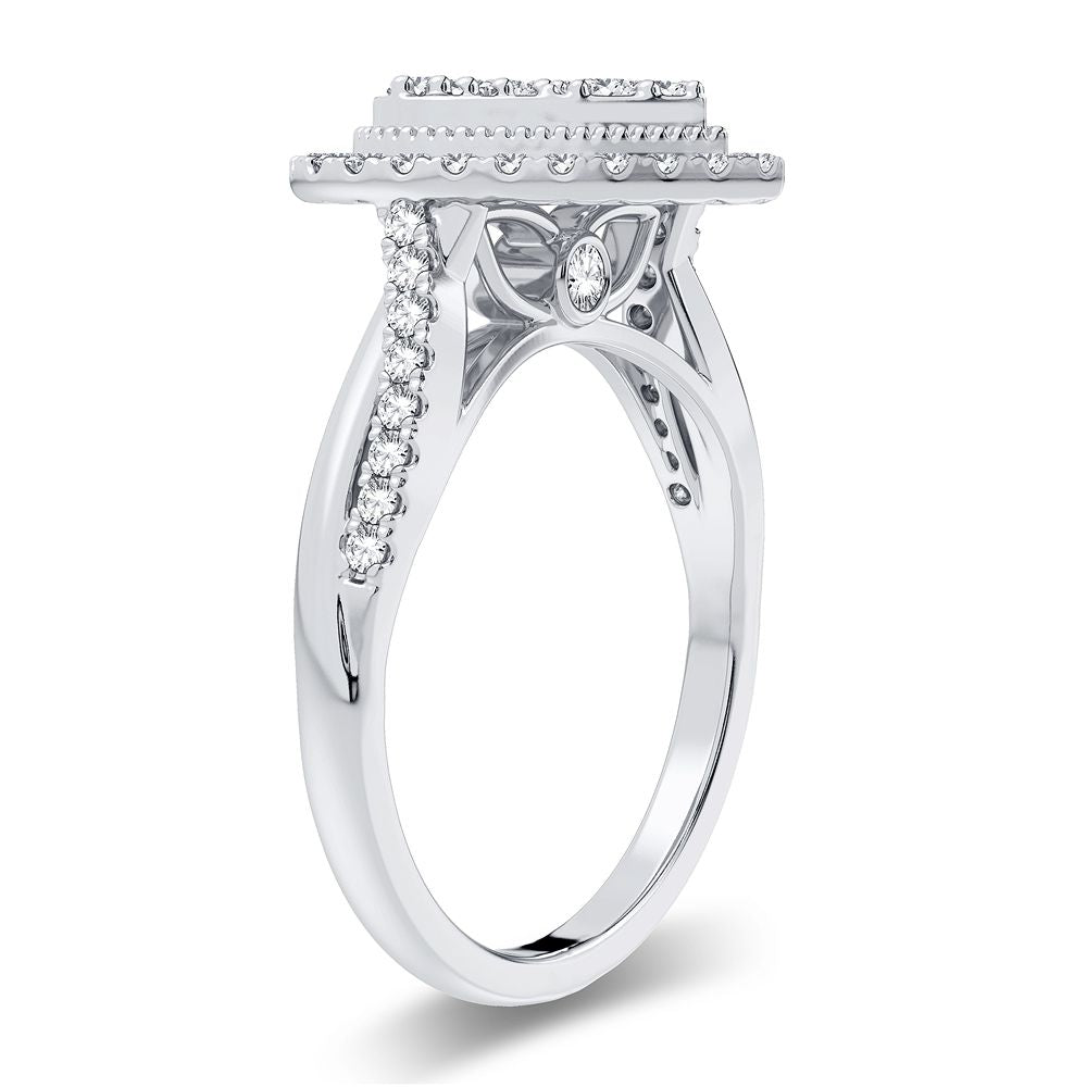 Chic 14k White Gold 0.55CT Lab Diamond Womens Ring