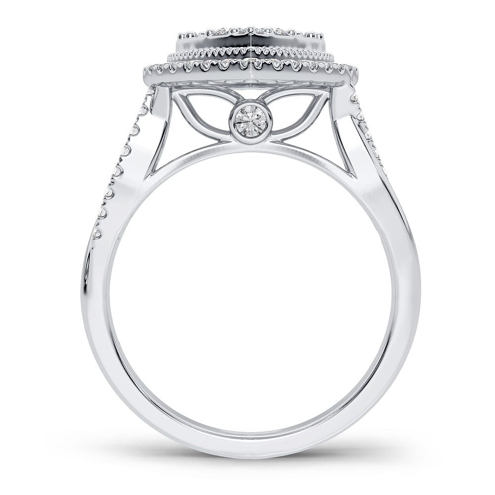 Chic 14k White Gold 0.55CT Lab Diamond Womens Ring