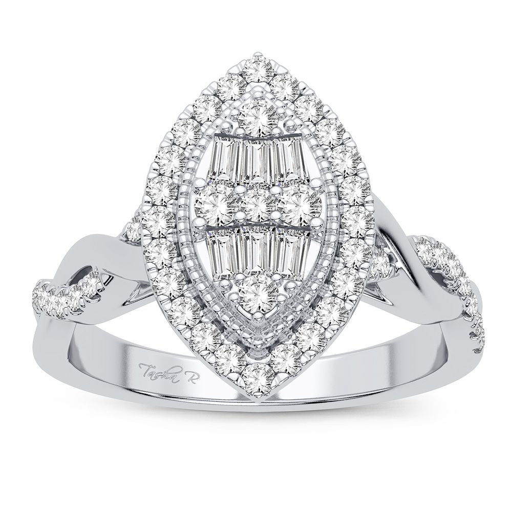 Chic 14k White Gold 0.40CT Lab Diamond Womens Ring