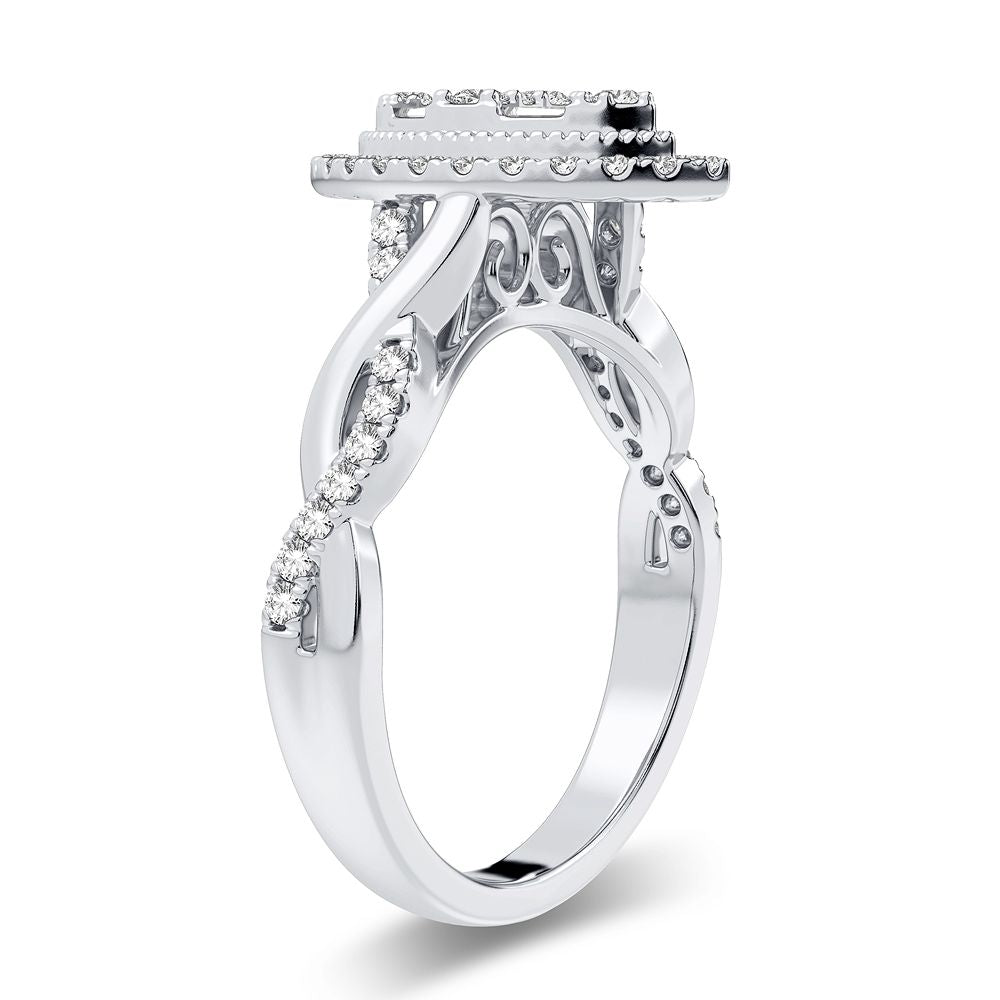 Chic 14k White Gold 0.40CT Lab Diamond Womens Ring