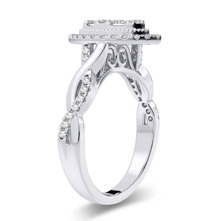 Chic 14k White Gold 0.40CT Lab Diamond Womens Ring