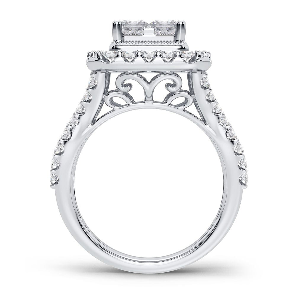 14k White Gold 2CT Lab Diamond Womens Engagement Ring
