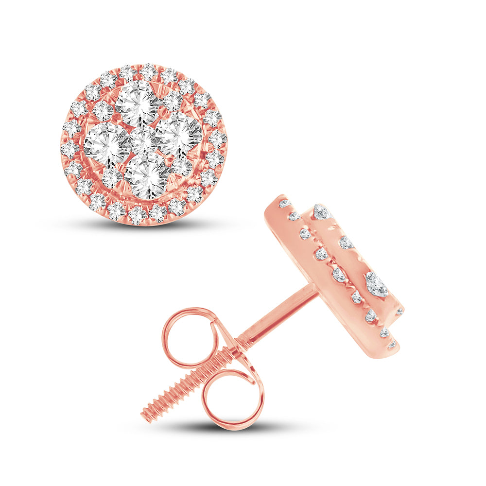 Romantic 14k Rose Gold 0.67CT Lab Diamond Stud Earrings