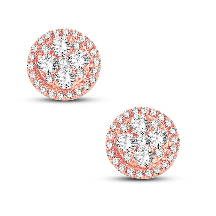 Romantic 14k Rose Gold 0.67CT Lab Diamond Stud Earrings